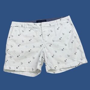 Tommy Hilfiger White Shorts with Navy Star Print Size 8